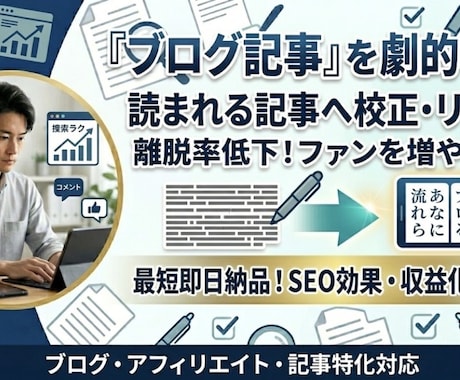 ブログを劇的改善!読まれる記事へ校正します AI×人の目で、あなたのブログを「最後まで読まれる」記事へ! イメージ1