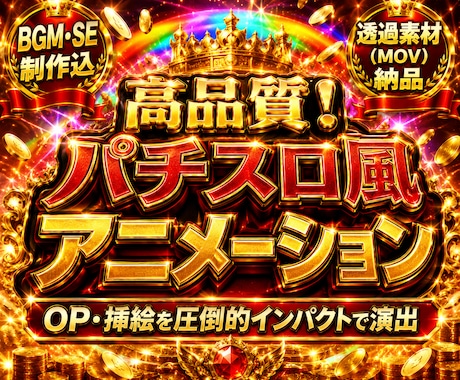 派手で目立つパチスロ風動画アニメーション制作します 視聴者の目を引くパチスロ風演出！OPや挿絵に最適です イメージ1