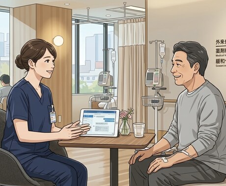 がん治療に関する不安、チャットで相談受けます 不安や困りごとについての相談受け付けます。 イメージ1