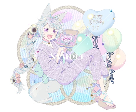 キラキラした可愛いキャライラスト作成いたします 目を引く色使いと繊細なキャラクターや小物の描写が得意です イメージ2