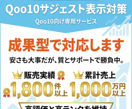 Qoo10の検索サジェストに商品名を表示します 成果確認後に初回費用が発生する成果型サジェスト対策 イメージ1