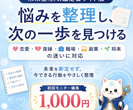 悩みを整理するAI鑑定書を作ります 恋愛・仕事・将来の迷いを整理します イメージ1
