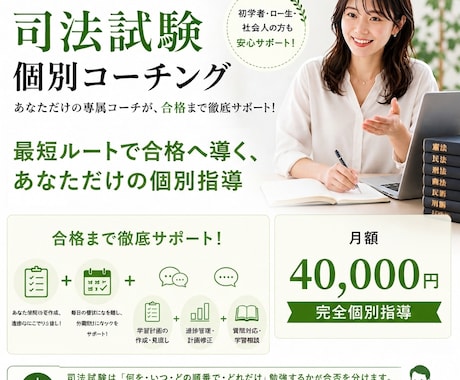 司法試験の個別指導によるコーチングをします 先着３名様のみ　出品記念セール！　40000円→25000円 イメージ1