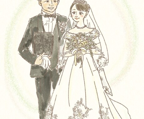 あたたかみのあるウェディングイラスト描きます ほんわかあたたかい色合いの絵を記念に飾りませんか？ イメージ2