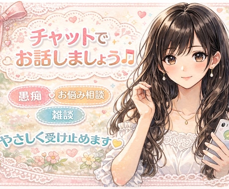 チャット:愚痴・お悩み・雑談を優しく受け止めます 隙間時間にあなたのどんな話も否定せずに聞きます✿ イメージ1