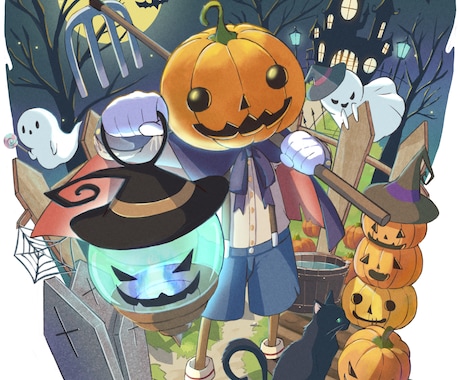 背景込みの1枚絵描きます 人物の他にもキャラクターや動物、背景を描いてます！ イメージ1
