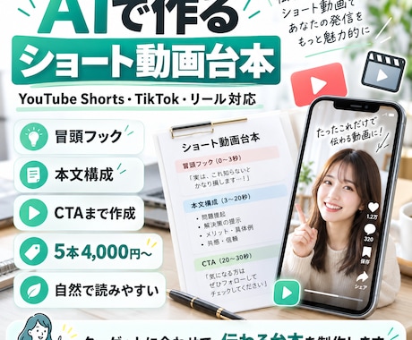 ショート動画の台本を作成します イメージ1