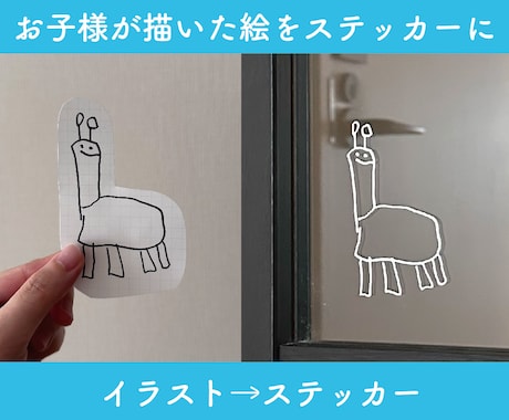お子さんが描いた絵をステッカーにします 写真を送っていただくだけでOKです イメージ1