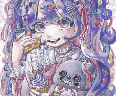 ワクワクするようなかわいいイラストを描きます 色遣いに特にこだわってます♪ご依頼に合わせて対応いたします！ イメージ2