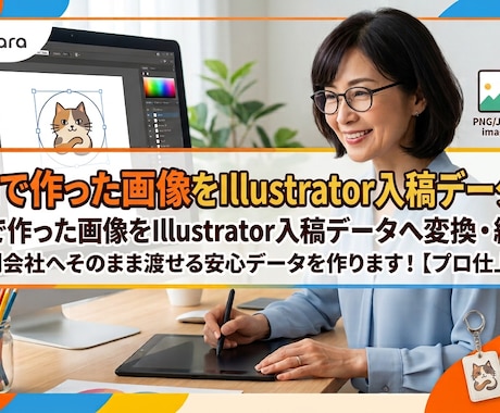 AI作成画像をIllustratorデータ変換ます 制作会社へそのまま渡せる安心の入稿用データ作成。 イメージ1