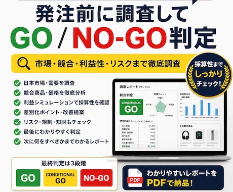 商品の採算性・競合を仕入れ前に調査します 中国輸入・OEMを数字でGO／NO-GO判定 イメージ1