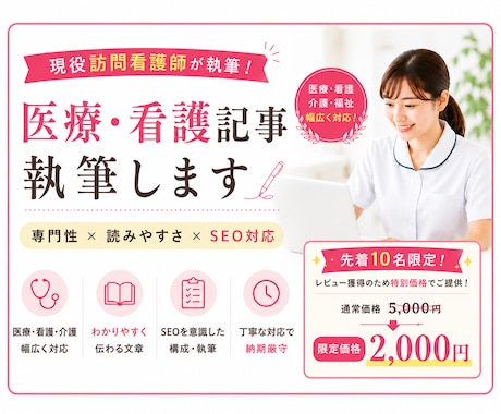 現役看護師が医療・看護・介護のSEO記事を書きます イメージ1