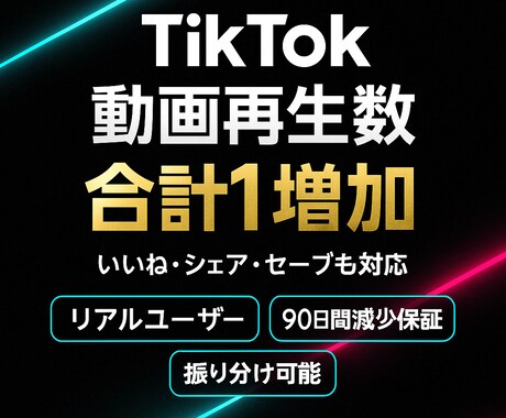 最強セット★TikTok動画を1万増加、拡散します TikTok再生回数・いいね・セーブ・シェアを自由に振り分け イメージ1