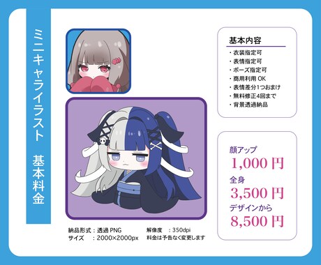 商用利用可！シンプル仕上げのミニキャラ描きます アイコン・スタンプ・配信素材・グッズ用に イメージ2