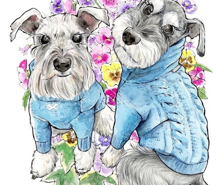 愛犬のイラストオーダー＊似顔絵描きます 原画データ無料お渡し・原画発送料無料 イメージ2