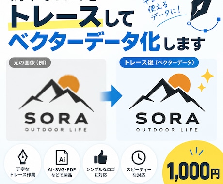 簡単なロゴをトレースしてベクターデータ化します イメージ1