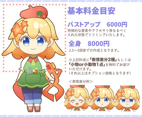 商用可！用途に合わせたSDイラストをお描きします 表情差分+2種or小物1種無料、食べ物セット等カスタム可能 イメージ2