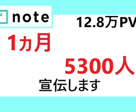 noteで1ヵ月あなたの商品・PRを宣伝します 12.8万PV、5328人に、あなたの文章そのまま宣伝します イメージ1