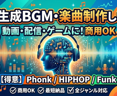 商用OK！高品質なAI生成BGM・楽曲を制作します ゲーム・イベントの雰囲気を引き立てるオリジナル楽曲をお届け！ イメージ1