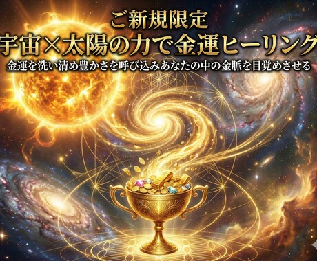ご新規限定宇宙✕太陽の力で金運ヒーリングします 金運を洗い清め豊かさを呼び込みあなたの中の金脈を目覚めさせる イメージ1