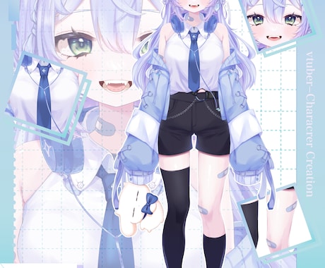 vtuberの立ち絵＋パーツ分けを作成します Live2D用キャラデザ、パーツ分け イメージ2