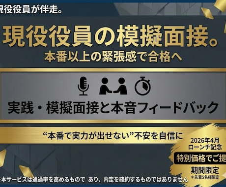 現役役員の模擬面接。本番以上の緊張感で面接します 2,000人を見た眼力。役員の「鋭い深掘り」を擬似体験 イメージ1