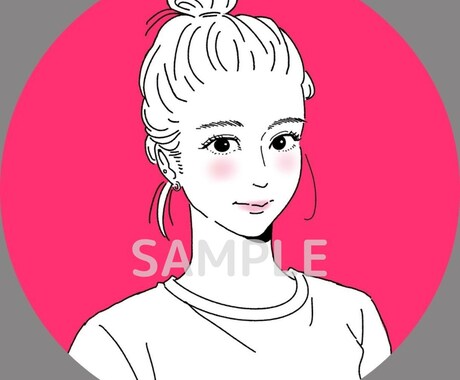 5名様限定★SNS用似顔絵アイコン描きます 背景色変更、リップ＆チーク無料 イメージ2
