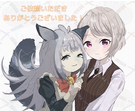 あまくてかわいいペア画描きます 恋人／友達／相方／夢絵／グッズ　♡SNSアイコンをお揃いに♡ イメージ2