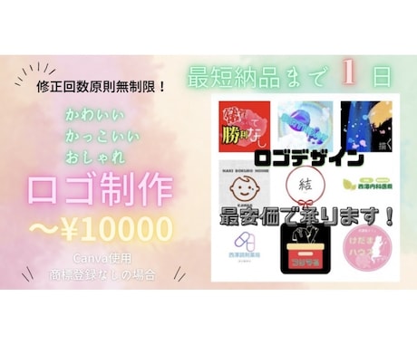 最短1日で納品！安価でロゴ作成します 最速納品！初心者の方も買いやすい価格でロゴ作成します イメージ1