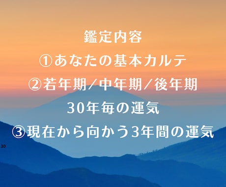 あなたの持つ「天運」を鑑定いたします 生まれた時に決められた宿命を読み解き、その意味を知る。 イメージ2