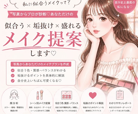 なんで垢抜けない？似合うメイク写真からご提案します 似合うバランスと垢抜けポイントを具体的にお伝えします イメージ1
