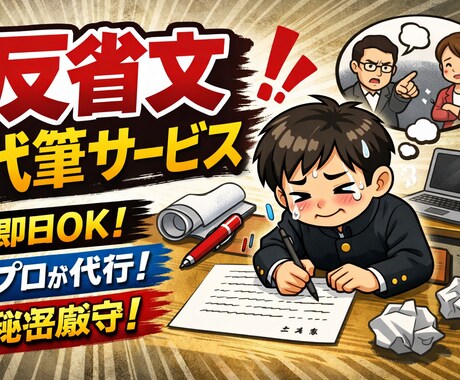 中学、高校、大学等の面倒な反省文等作成します 2年間、毎日2000文字の文章を書いた経験を活かし作成します イメージ1