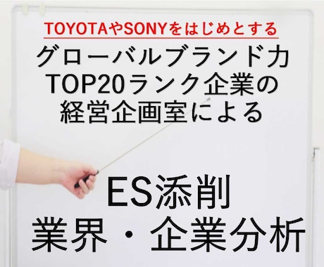 業界・企業分析、ES添削を実施します 某日系グローバル大企業の経営企画室が提供 イメージ1