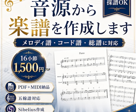 音源から楽譜を作成します イメージ1