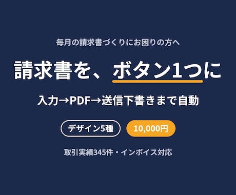 請求書作成をボタン1つの自動ツールにします 毎月の請求書づくり、その30分を返します。入力して押すだけ イメージ2