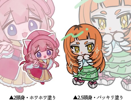 最短当日入稿！ / ミニキャラ、SDを描きます 二種類の絵柄と等身からお選びいただけます！ イメージ1