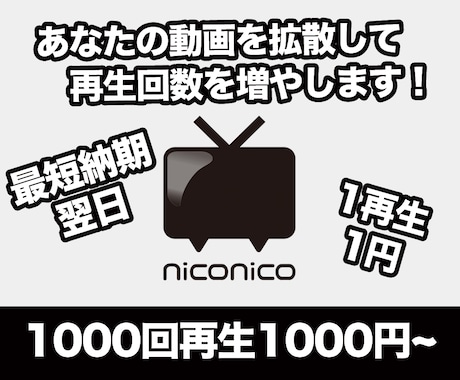 ニコニコ動画 宣伝して再生回数マイリスを増やします 最短納期即日！動画1再生1円の激安価格！ イメージ1