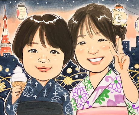 もらって嬉しい似顔絵！水彩［送料込］でお描きします イメージ1