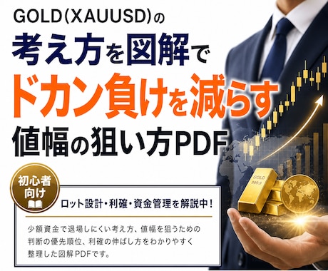 FX -ゴールドGOLD少額資金の値幅管理教えます GOLD(XAUUSD)少額資金で値幅を狙うFX考え方を解説 イメージ1