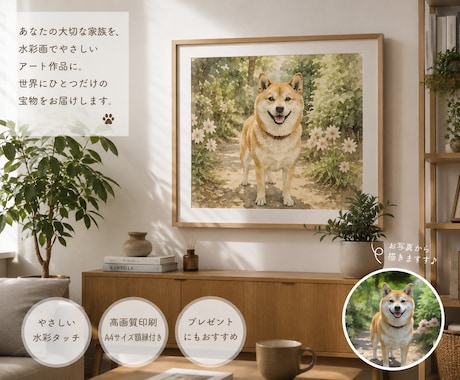 大切なペットを優しく素敵に残すアートを作成します スマホで写真を送るだけ！世界に一つのオリジナル絵画・似顔絵 イメージ2