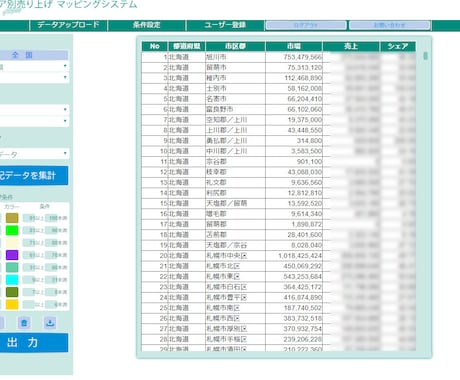 Excelから地図マッピングできます 集計や分布図等、地図を色分けし表示できます。 イメージ2