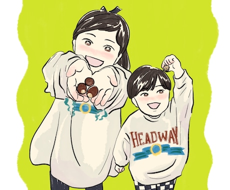 ハガキサイズのイラスト描きます 年賀状用にも！ご家族のイラスト描きます！ イメージ1