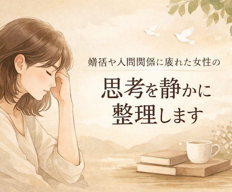 婚活や人間関係に疲れた女性の思考を静かに整理します “考える位置”を静かに整える電話相談 イメージ1