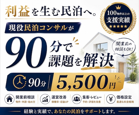 民泊の予約が減ってきた方へ｜改善の方向を整理します 全支援オーナーがスーパーホスト達成｜100物件以上の実績 イメージ1