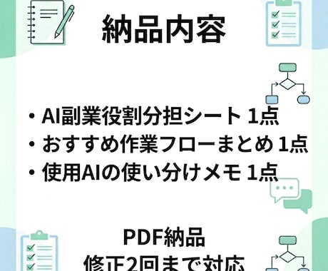 あなた専用のAI副業役割分担シートを作成します ChatGPT・Claude活用／PDF納品／修正2回まで イメージ2