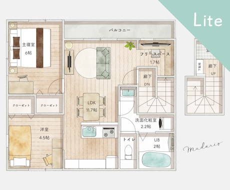 手書き風の間取り図をお手頃価格で制作します 不動産広告チラシ/マイソク/民泊リスティングに印象に残る図面 イメージ1