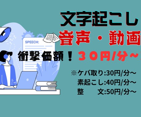 破格！30円/分～テープ・動画の文字起こしをします 面倒な作業をだれよりも安く・早く・丁寧に提供。 イメージ1