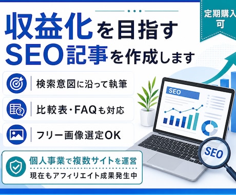 アフィリエイト記事作成とSEO運用を代行します 運営3か月で主要KW4位・現在も成果発生中 イメージ2