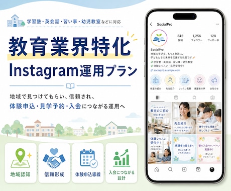 教育業界に特化！Instagram運用をいたします 体験・見学予約につながるInstagram運用をいたします イメージ1