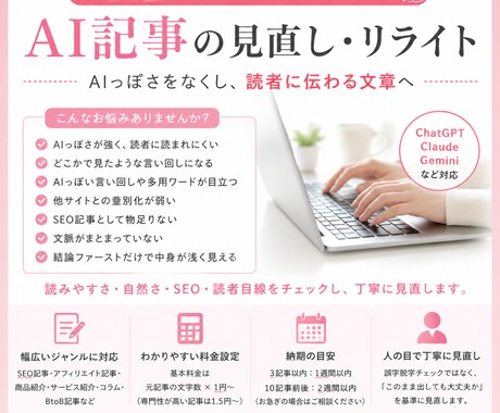 量産AI記事をSEOに強い記事へ徹底修正します ChatGPT・Claude・Gemini記事に対応 イメージ2